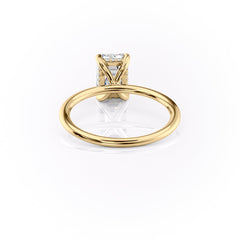 Heliora 1.97 Carat VVS Lab-Grown Emerald Hidden Halo Engagement Ring in 18K Yellow Gold Back View 