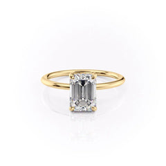 Heliora 1.97 Carat VVS Lab-Grown Emerald Hidden Halo Engagement Ring in 18K Yellow Gold Front View 