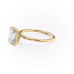 Heliora 1.97 Carat VVS Lab-Grown Emerald Hidden Halo Engagement Ring in 18K Yellow Gold Left View 