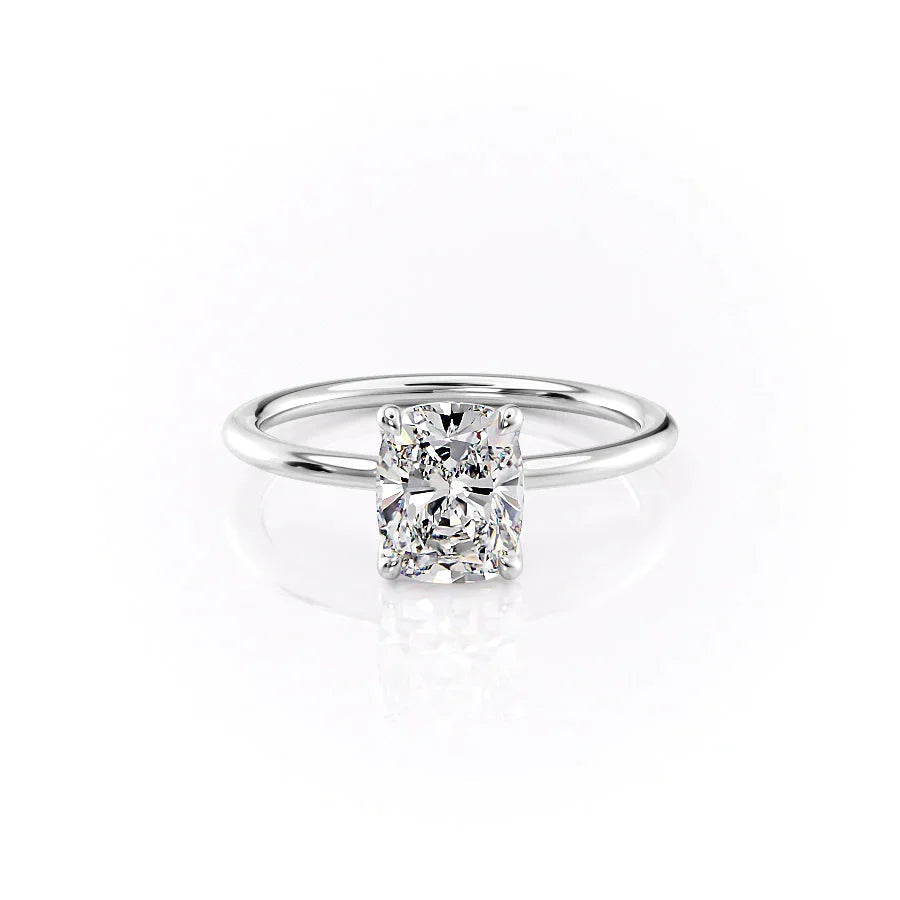 Imperial Grace 2.10 Carat VVS1 Lab‑Grown Elongated Cushion Solitaire Engagement Ring in 18K White Gold Front View