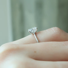 Imperial Grace 2.10 Carat VVS1 Lab‑Grown Elongated Cushion Solitaire Engagement Ring in 18K White Gold Hand Side View