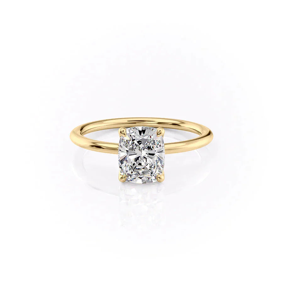 Imperial Grace 2.10 Carat VVS1 Lab‑Grown Elongated Cushion Solitaire Engagement Ring in 18K Yellow Gold Front View