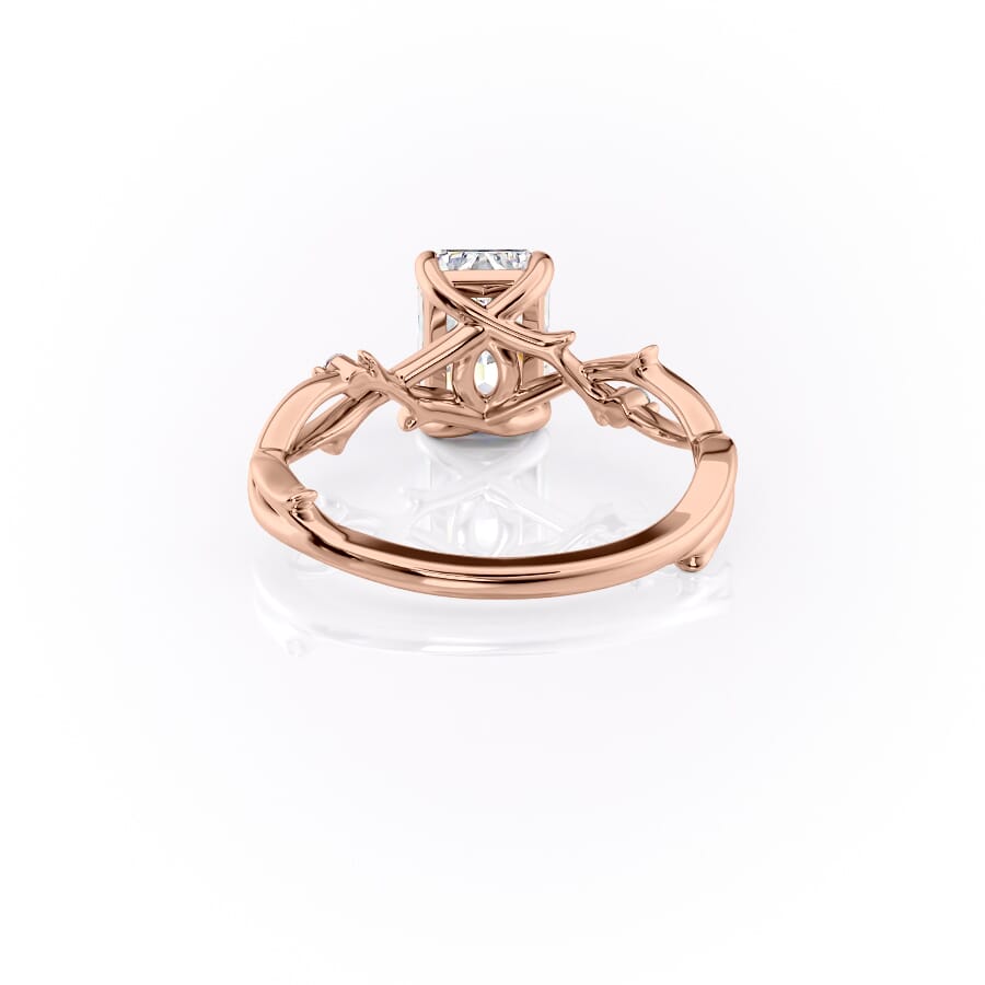 Infinite Rays 2.50 Carat VVS1 Lab-Grown Radiant Three-Stone Ring in 18K Rose Gold Back View 