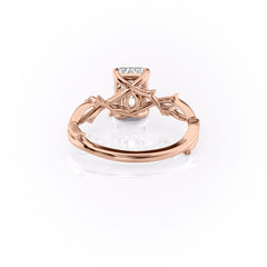 Infinite Rays 2.50 Carat VVS1 Lab-Grown Radiant Three-Stone Ring in 18K Rose Gold Back View 