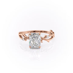 Infinite Rays 2.50 Carat VVS1 Lab-Grown Radiant Three-Stone Ring in 18K Rose Gold Front View 