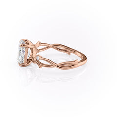 Infinite Rays 2.50 Carat VVS1 Lab-Grown Radiant Three-Stone Ring in 18K Rose Gold Left View 