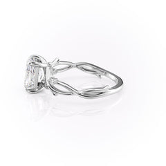 Infinite Rays 2.50 Carat VVS1 Lab-Grown Radiant Three-Stone Ring in 18K White Gold Left View 