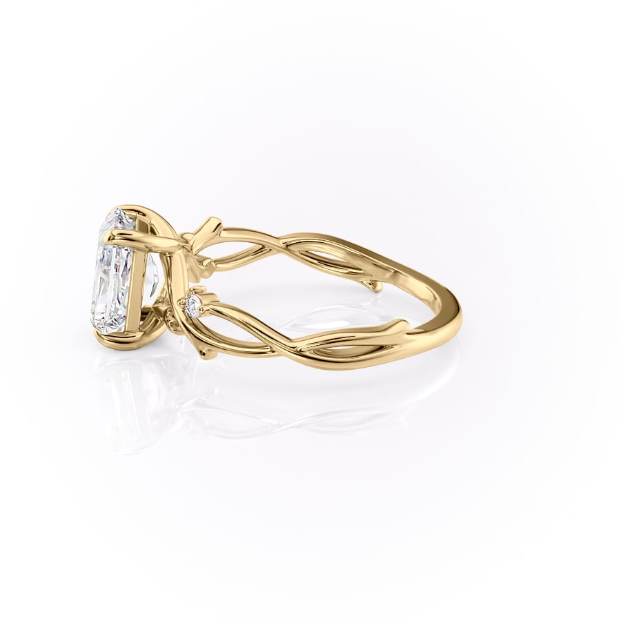Infinite Rays 2.50 Carat VVS1 Lab-Grown Radiant Three-Stone Ring in 18K Yellow Gold Left View