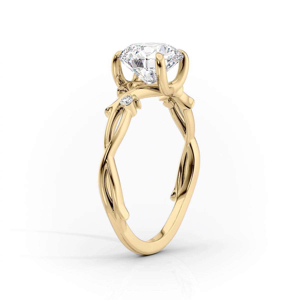 Infinite Rays 2.50 Carat VVS1 Lab-Grown Radiant Three-Stone Ring in 18K Yellow Gold Standing View