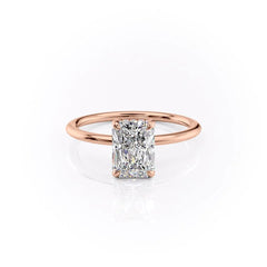 Ivy Crest 1.41 Carat VVS Lab-Grown Radiant Hidden Halo Engagement Ring in 18K Rose Gold Front View