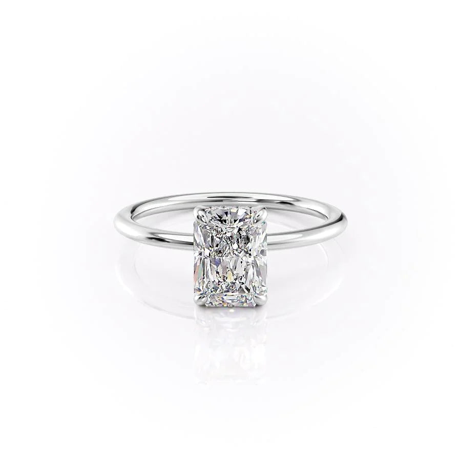 Ivy Crest 1.41 Carat VVS Lab-Grown Radiant Hidden Halo Engagement Ring in 18K White Gold Front View