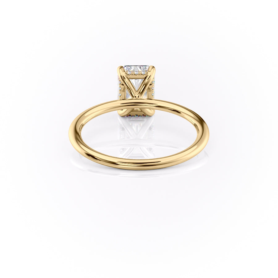Ivy Crest 1.41 Carat VVS Lab-Grown Radiant Hidden Halo Engagement Ring in 18K Yellow Gold Back View