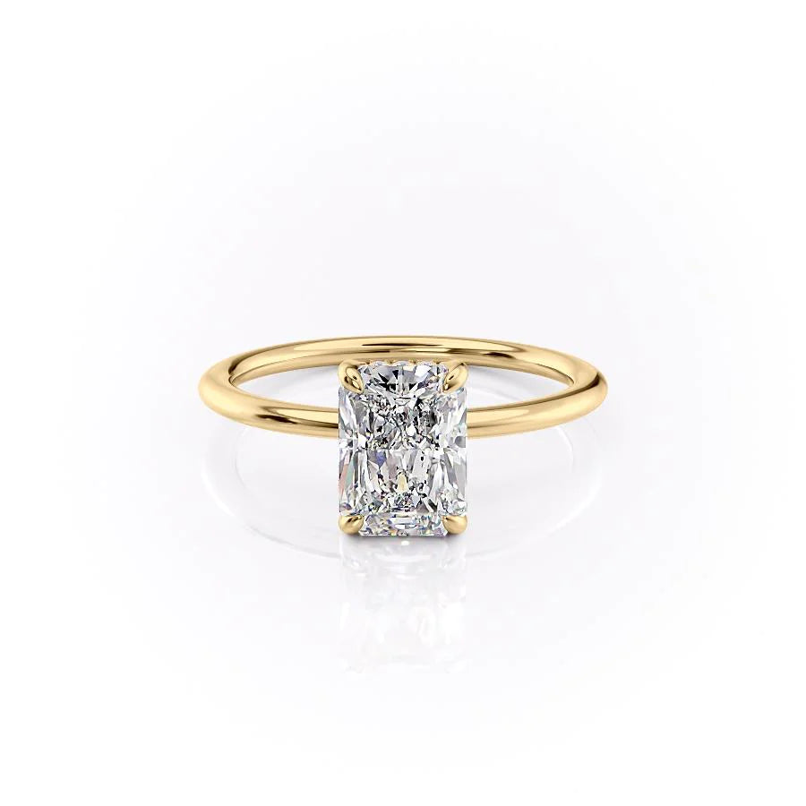 Ivy Crest 1.41 Carat VVS Lab-Grown Radiant Hidden Halo Engagement Ring in 18K Yellow Gold Front View