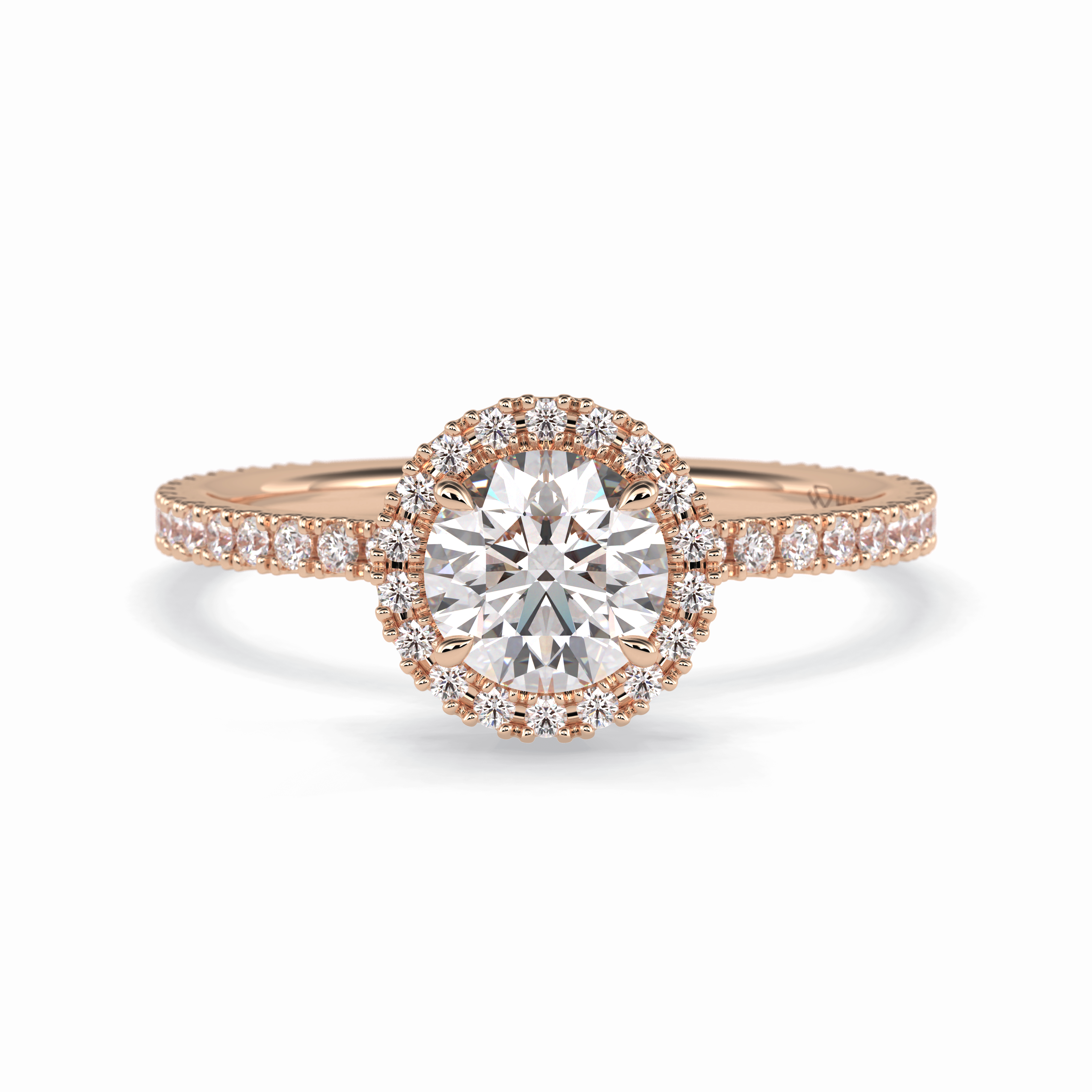 Luminary 0.75 Carat Round VS1 Moissanite Halo Engagement Ring in 18K Rose Gold