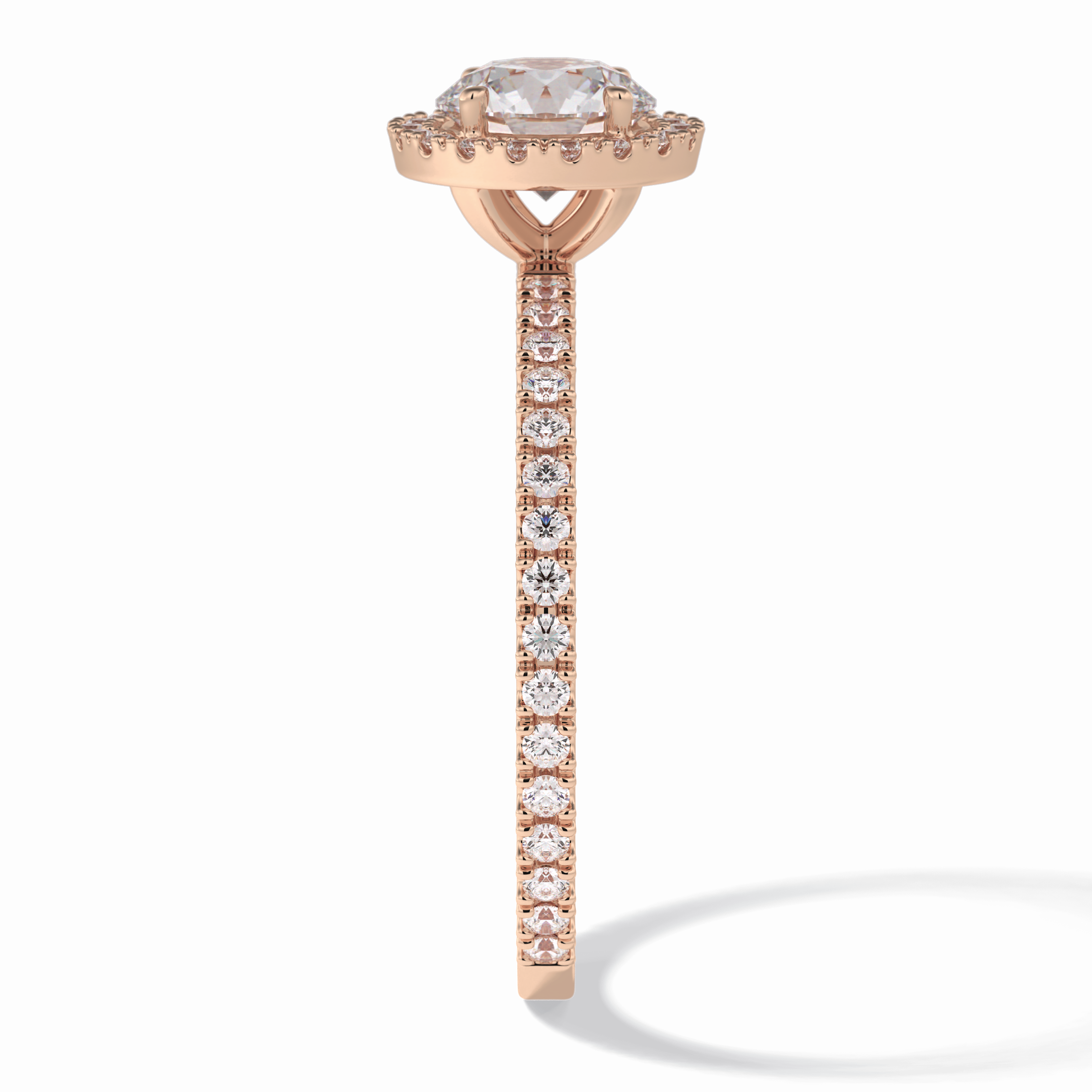 Luminary 0.75 Carat Round VS1 Moissanite Halo Engagement Ring in 18K Rose Gold