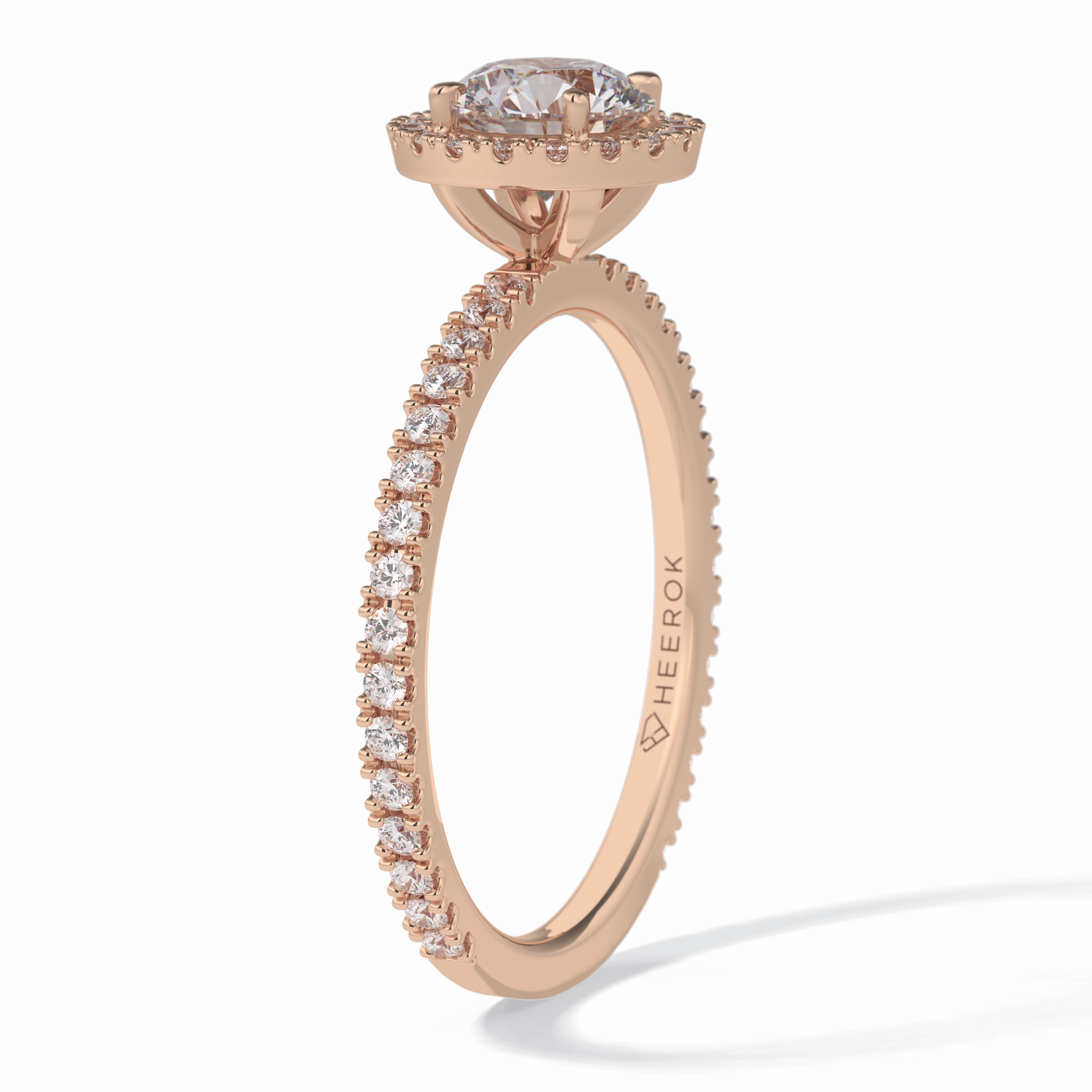 Luminary 0.75 Carat Round VS1 Moissanite Halo Engagement Ring in 18K Rose Gold