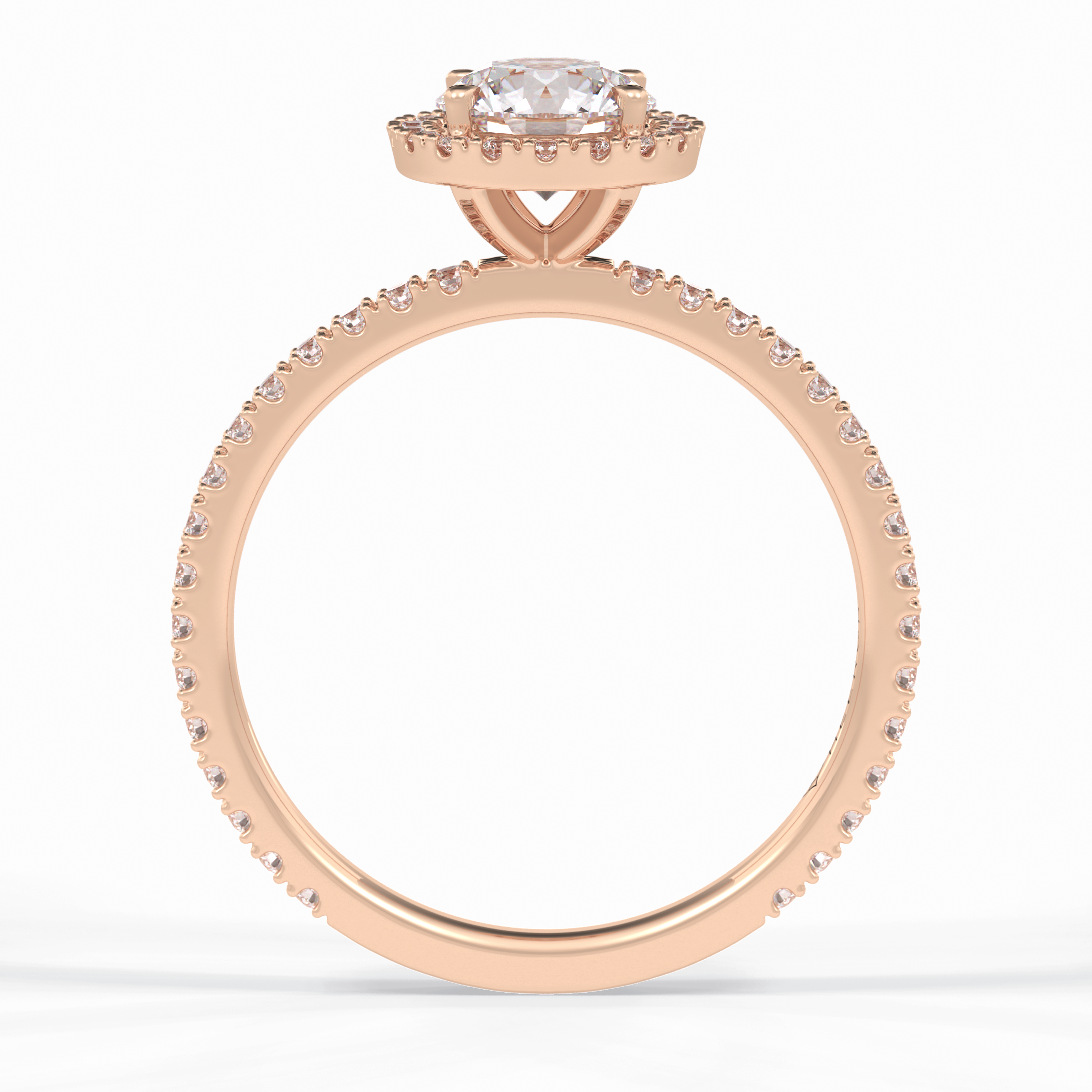 Luminary 0.75 Carat Round VS1 Moissanite Halo Engagement Ring in 18K Rose Gold