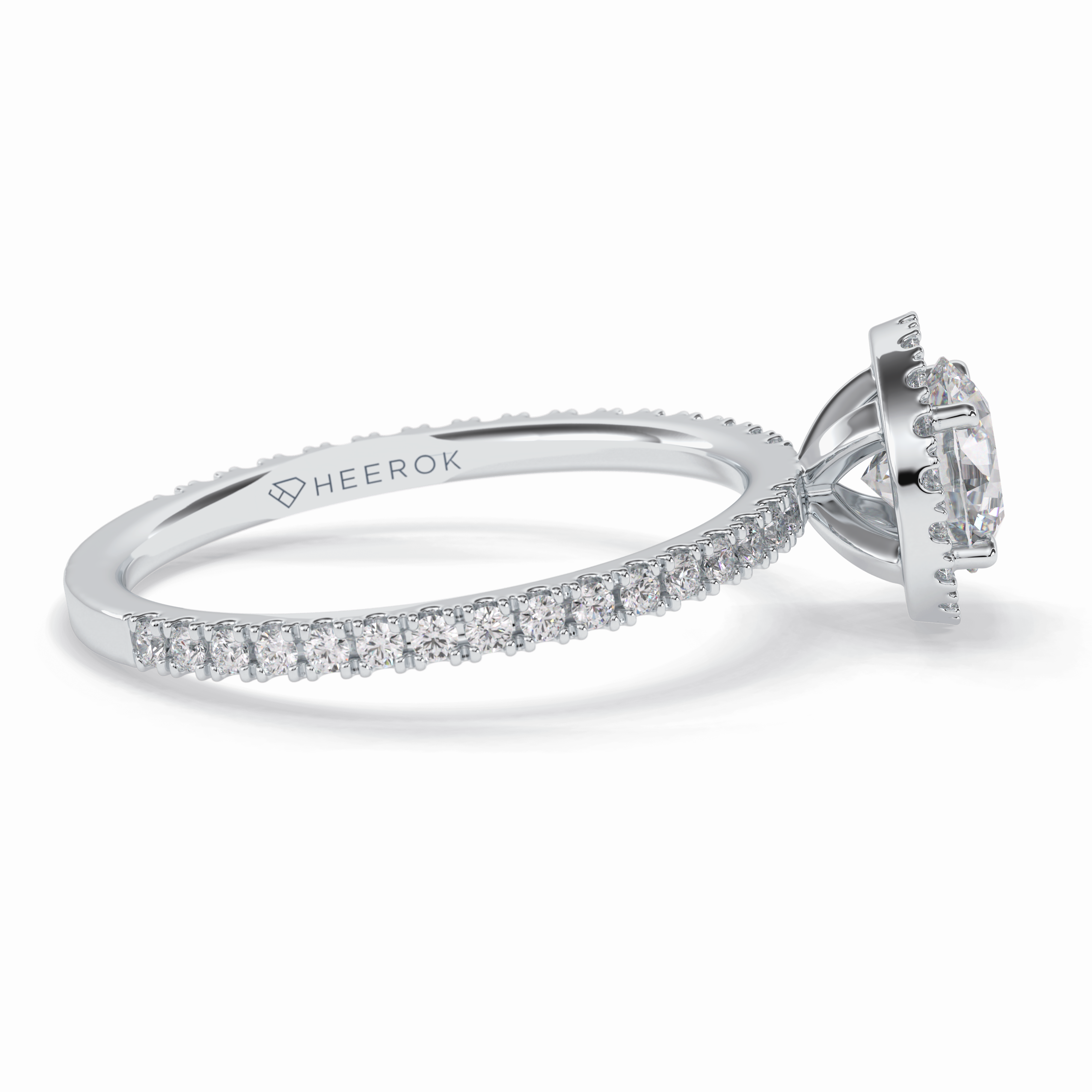 Luminary 0.75 Carat Round VS1 Moissanite Halo Engagement Ring in 18K White Gold