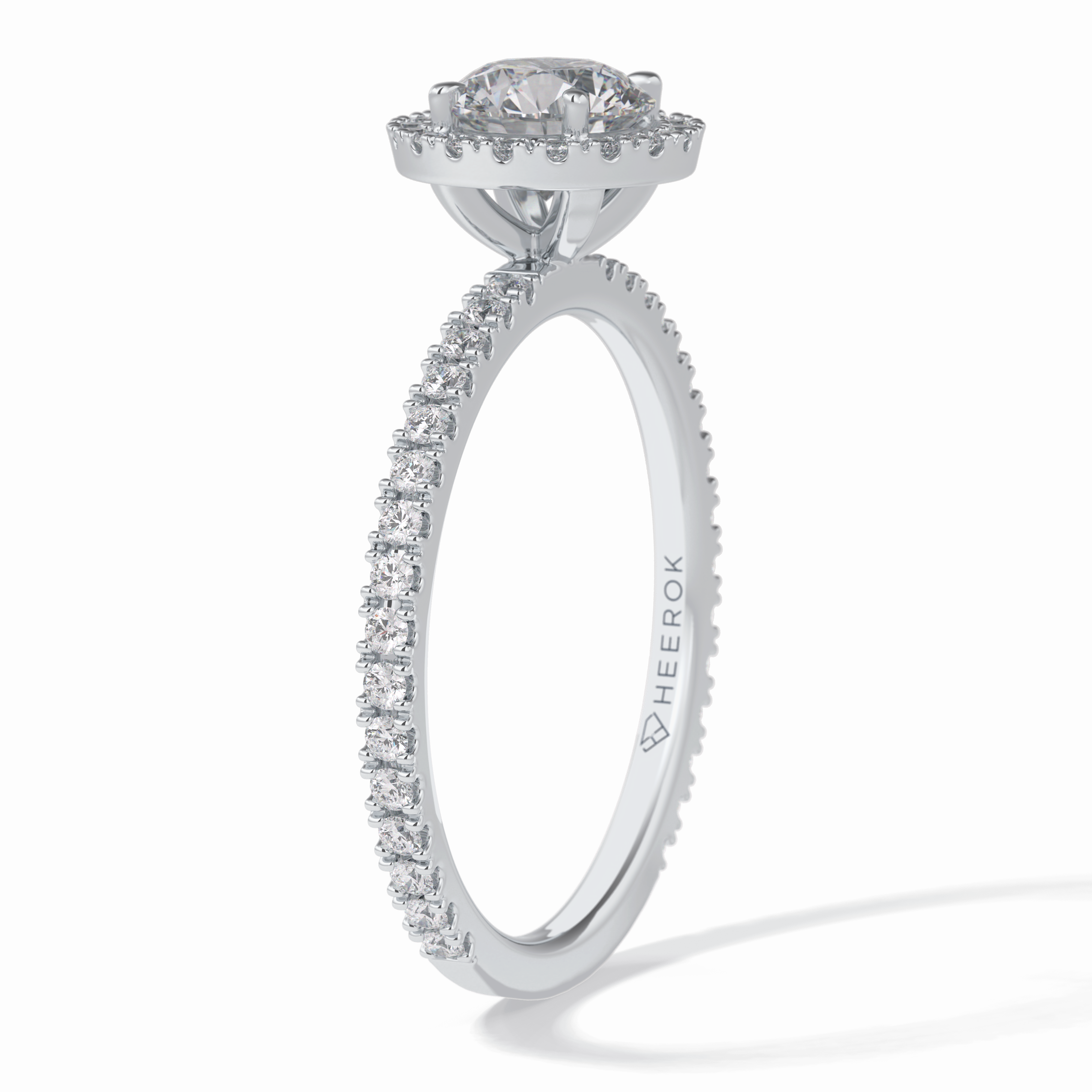 Luminary 0.75 Carat Round VS1 Moissanite Halo Engagement Ring in 18K White Gold