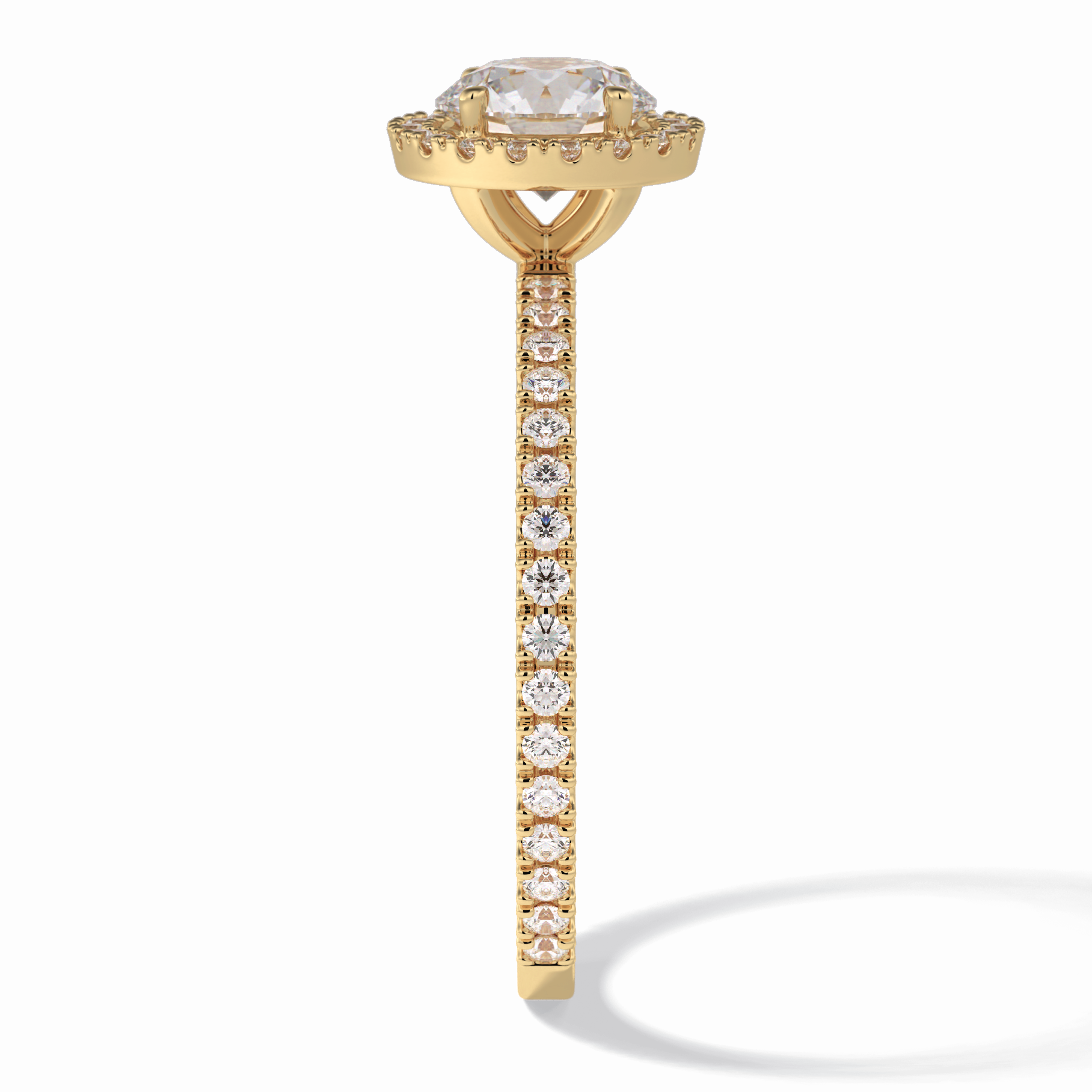 Luminary 0.75 Carat Round VS1 Moissanite Halo Engagement Ring in 18K Yellow Gold