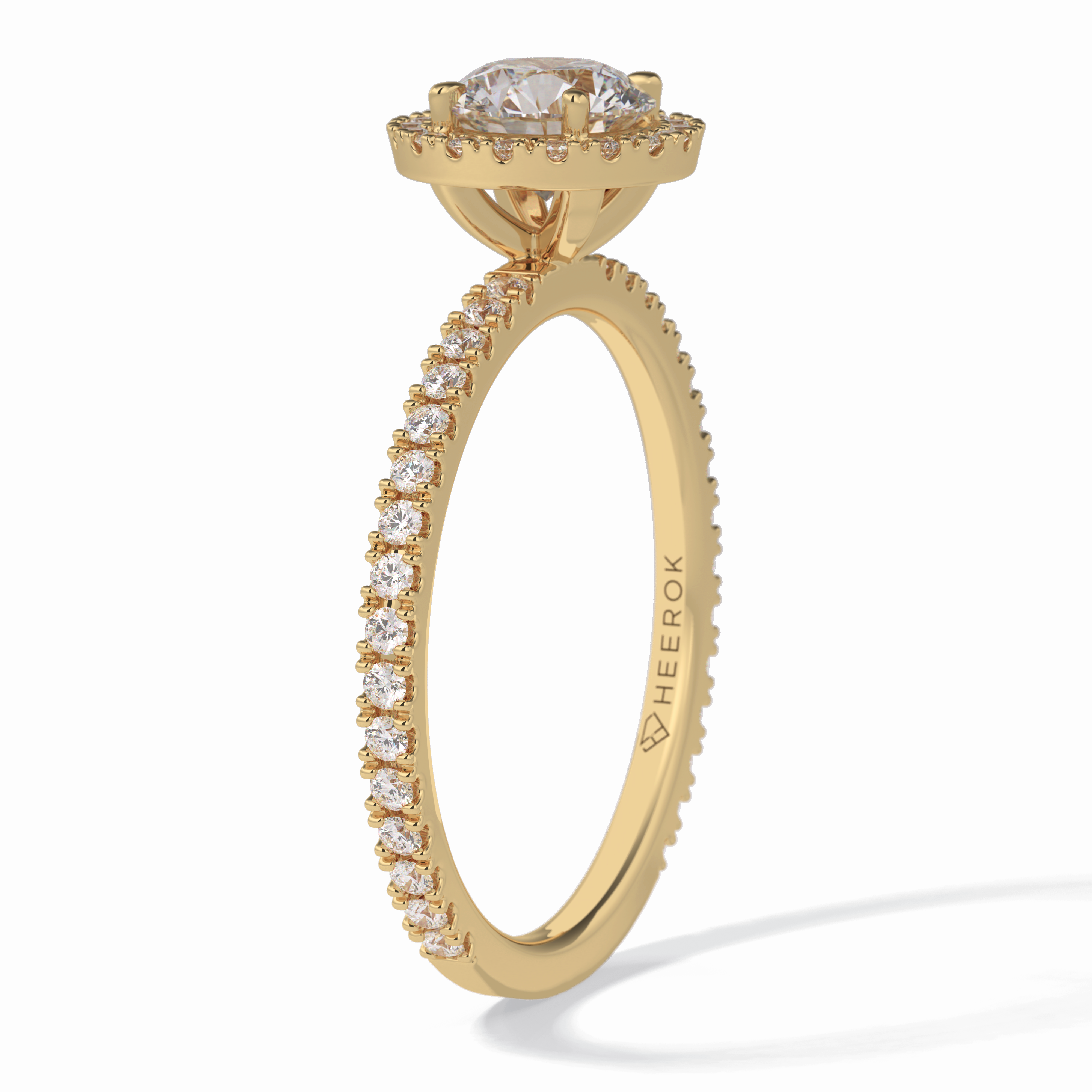 Luminary 0.75 Carat Round VS1 Moissanite Halo Engagement Ring in 18K Yellow Gold