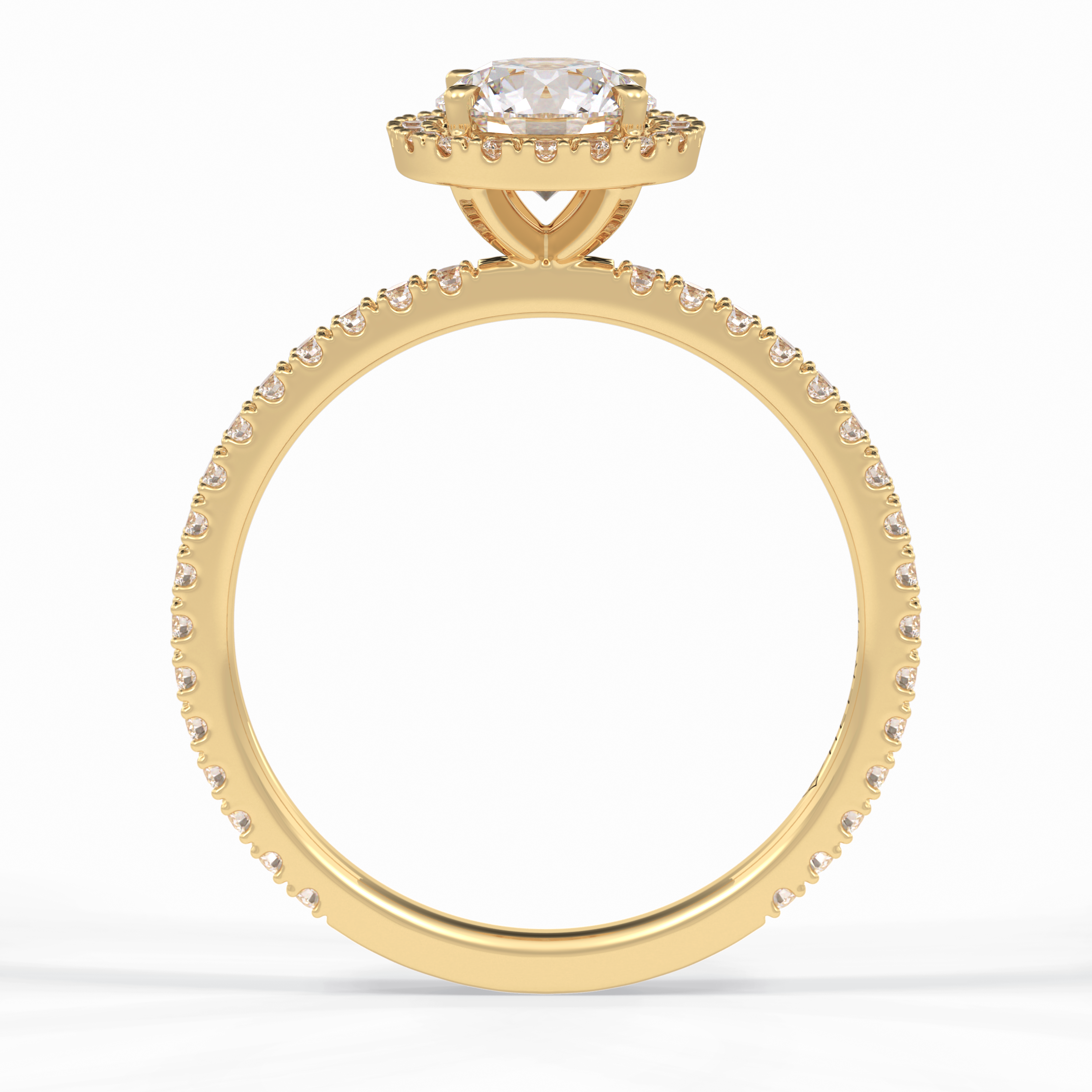 Luminary 0.75 Carat Round VS1 Moissanite Halo Engagement Ring in 18K Yellow Gold