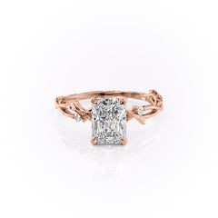 Luminescent 2.78 Carat VVS1 Lab-Grown Radiant Three-Stone Engagement Ring in 18K Rose Gold Front View