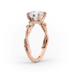 Luminescent 2.78 Carat VVS1 Lab-Grown Radiant Three-Stone Engagement Ring in 18K Rose Gold Standing View