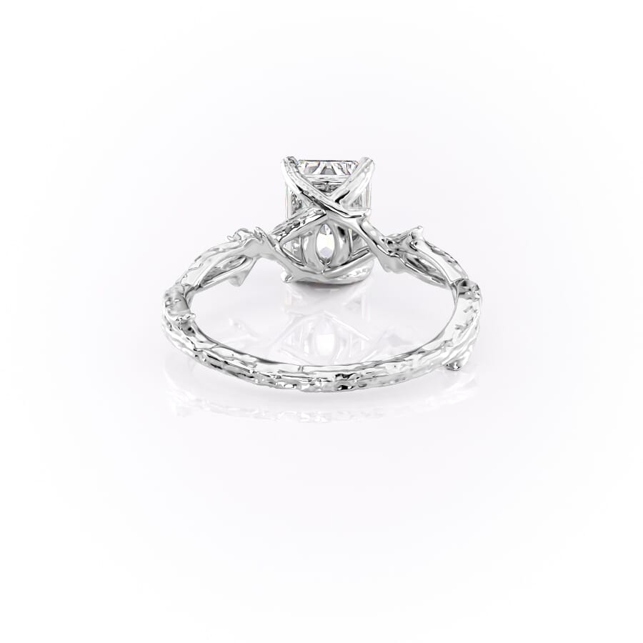 Luminescent 2.78 Carat VVS1 Lab-Grown Radiant Three-Stone Engagement Ring in 18K White Gold Back View