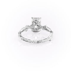 Luminescent 2.78 Carat VVS1 Lab-Grown Radiant Three-Stone Engagement Ring in 18K White Gold Back View
