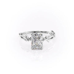 Luminescent 2.78 Carat VVS1 Lab-Grown Radiant Three-Stone Engagement Ring in 18K White Gold Front View