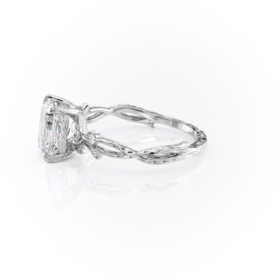Luminescent 2.78 Carat VVS1 Lab-Grown Radiant Three-Stone Engagement Ring in 18K White Gold Left View