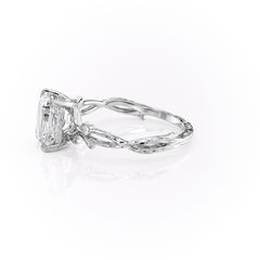 Luminescent 2.78 Carat VVS1 Lab-Grown Radiant Three-Stone Engagement Ring in 18K White Gold Left View