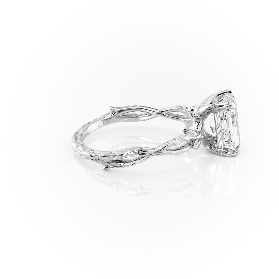Luminescent 2.78 Carat VVS1 Lab-Grown Radiant Three-Stone Engagement Ring in 18K White Gold Right View