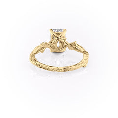 Luminescent 2.78 Carat VVS1 Lab-Grown Radiant Three-Stone Engagement Ring in 18K Yellow Gold Back View