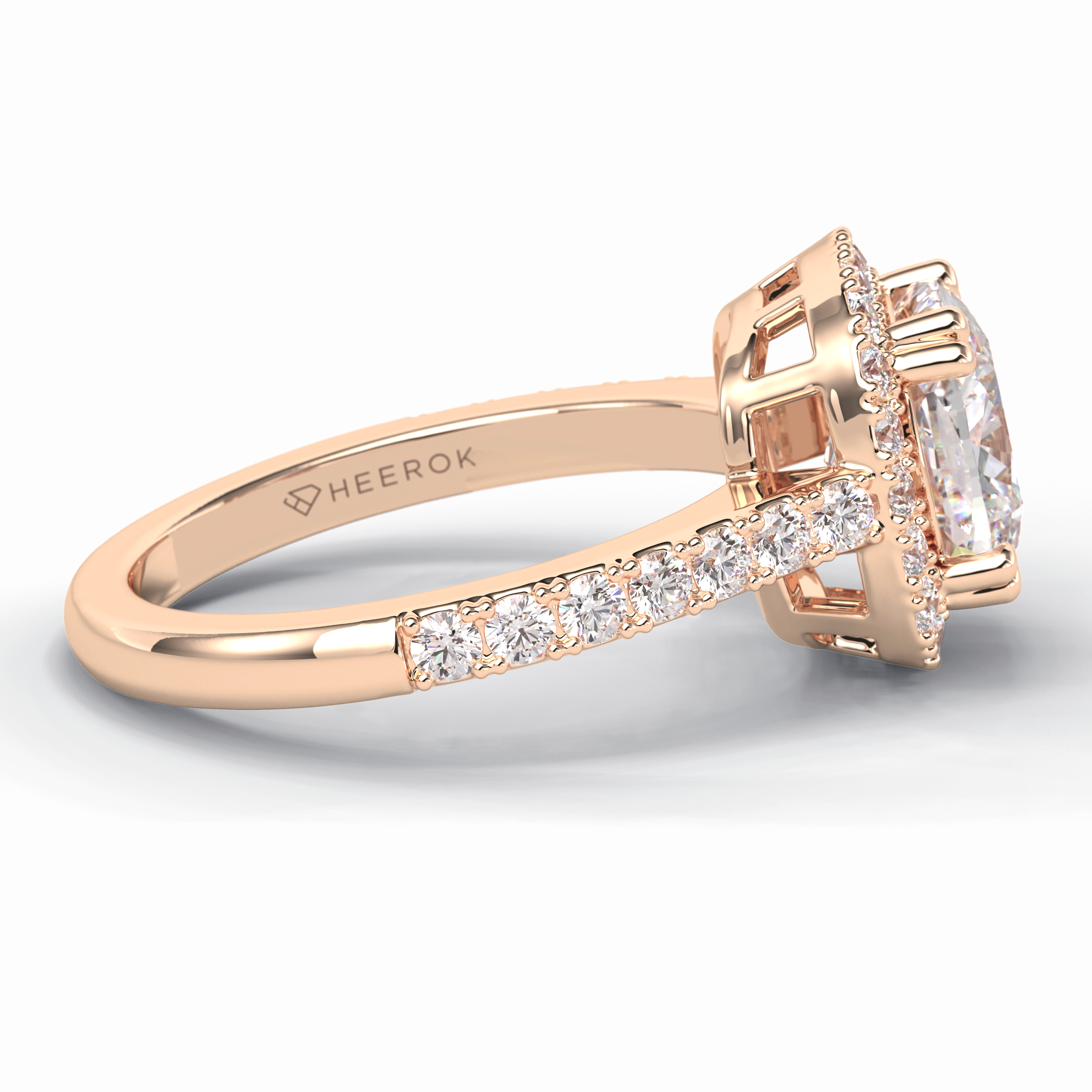 Luminous 2.37 Carat Cushion VS1 Moissanite Halo Engagement Ring in 18K Rose Gold