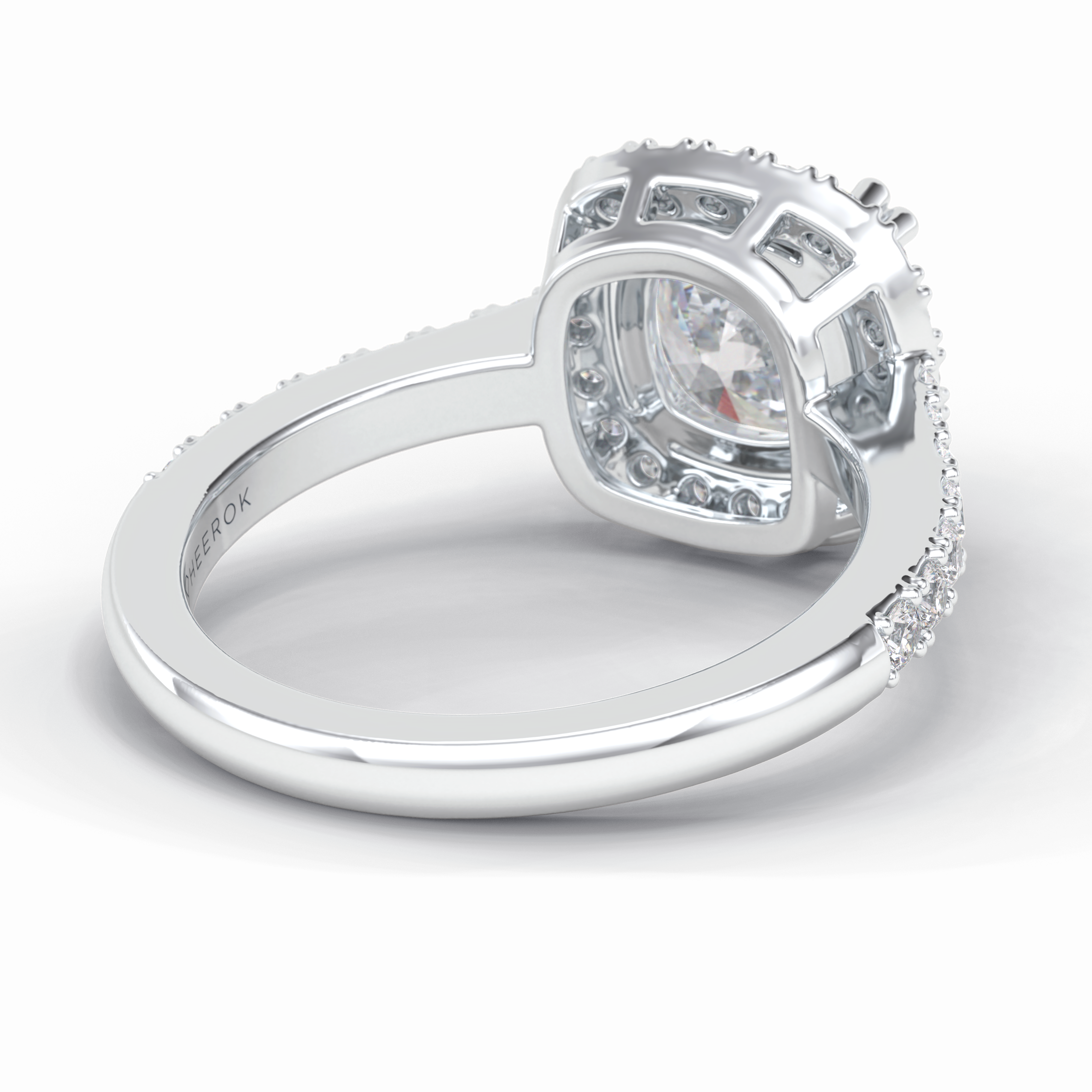 Luminous 2.37 Carat Cushion VS1 Moissanite Halo Engagement Ring in 18K White Gold