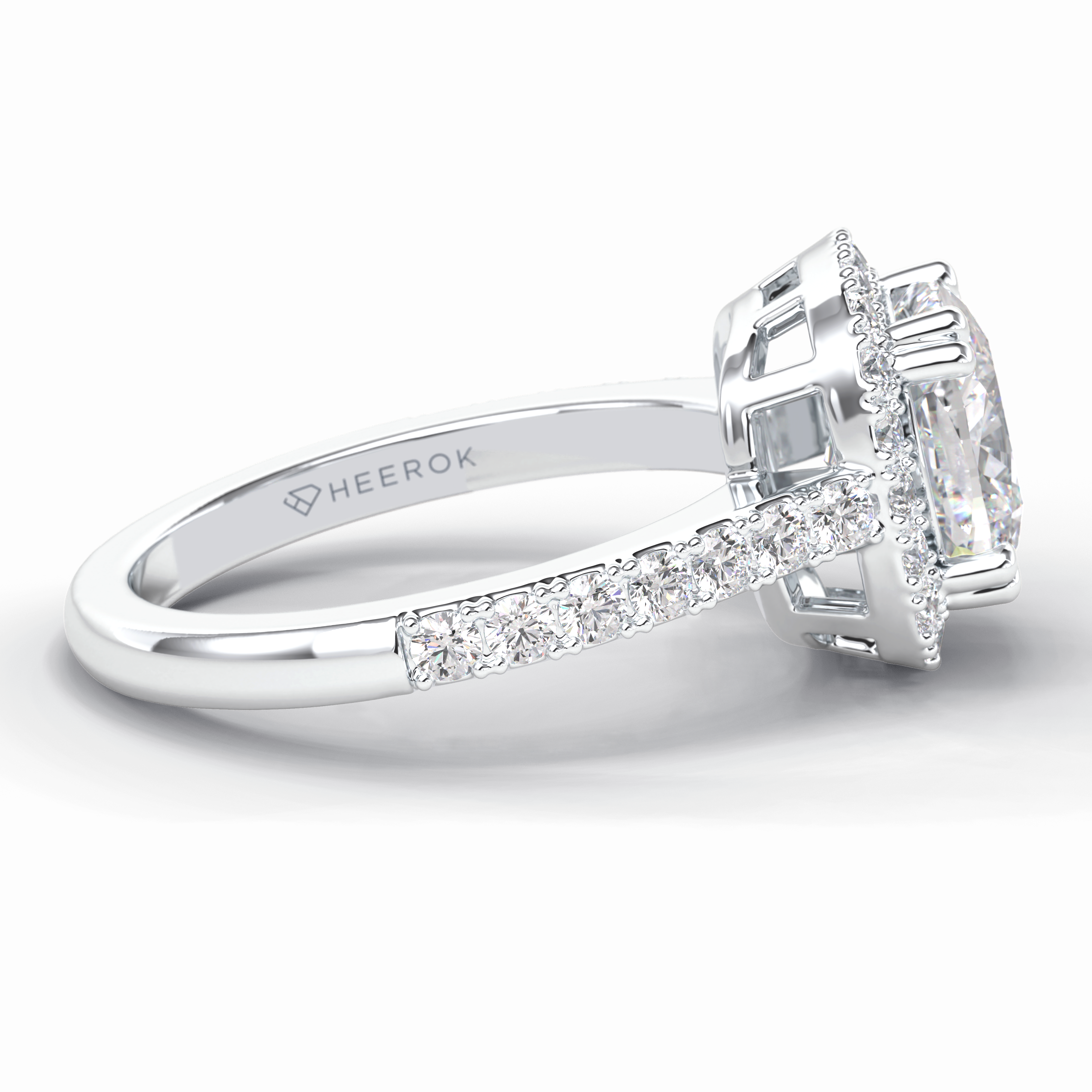 Luminous 2.37 Carat Cushion VS1 Moissanite Halo Engagement Ring in 18K White Gold