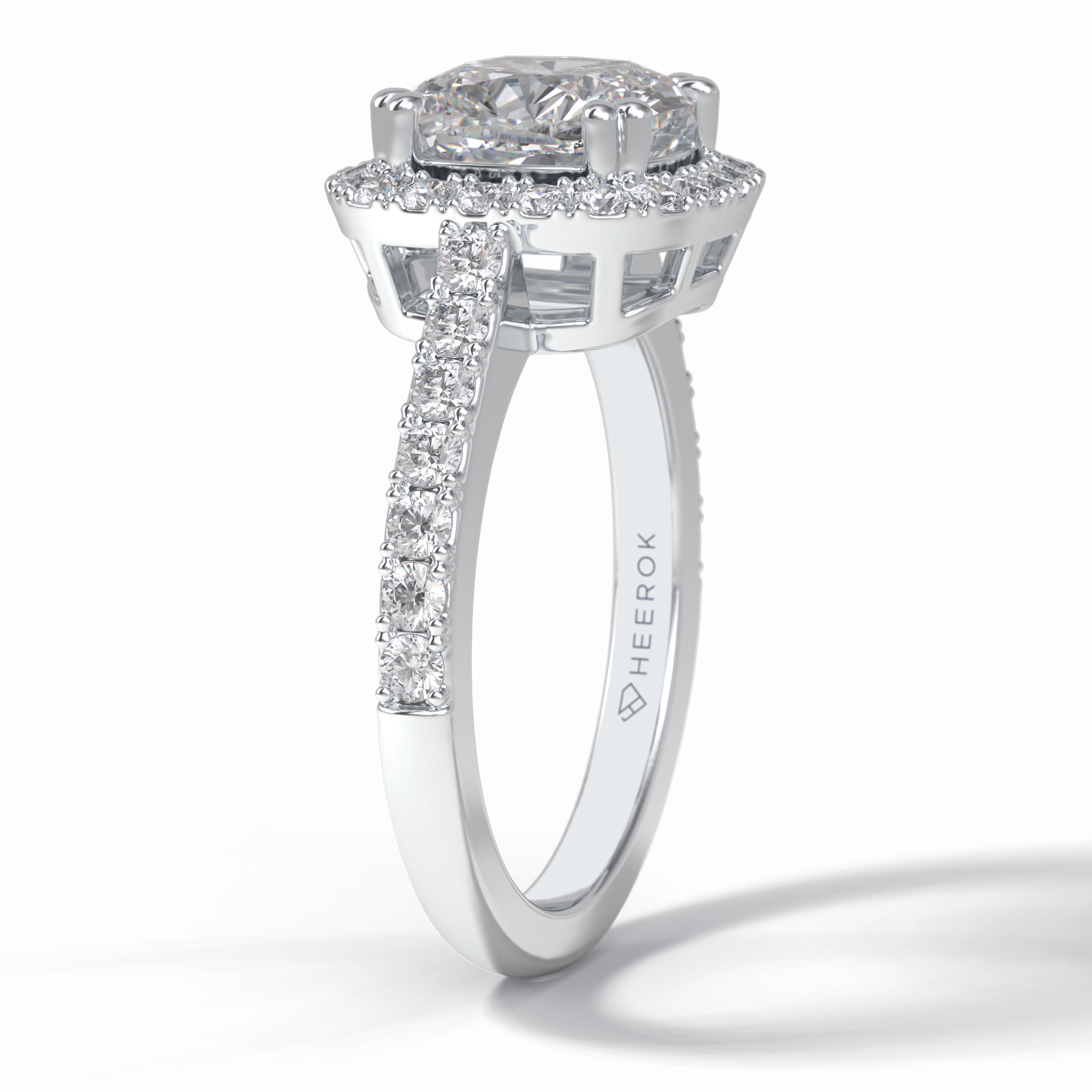 Luminous 2.37 Carat Cushion VS1 Moissanite Halo Engagement Ring in 18K White Gold