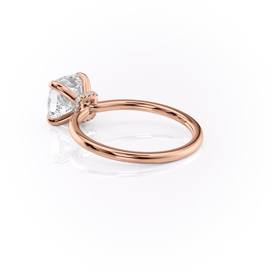 Luminous Glow 1.55 Carat VVS1 Lab-Grown Hidden Halo Engagement Ring in 18K Rose Gold Left Side Cross View