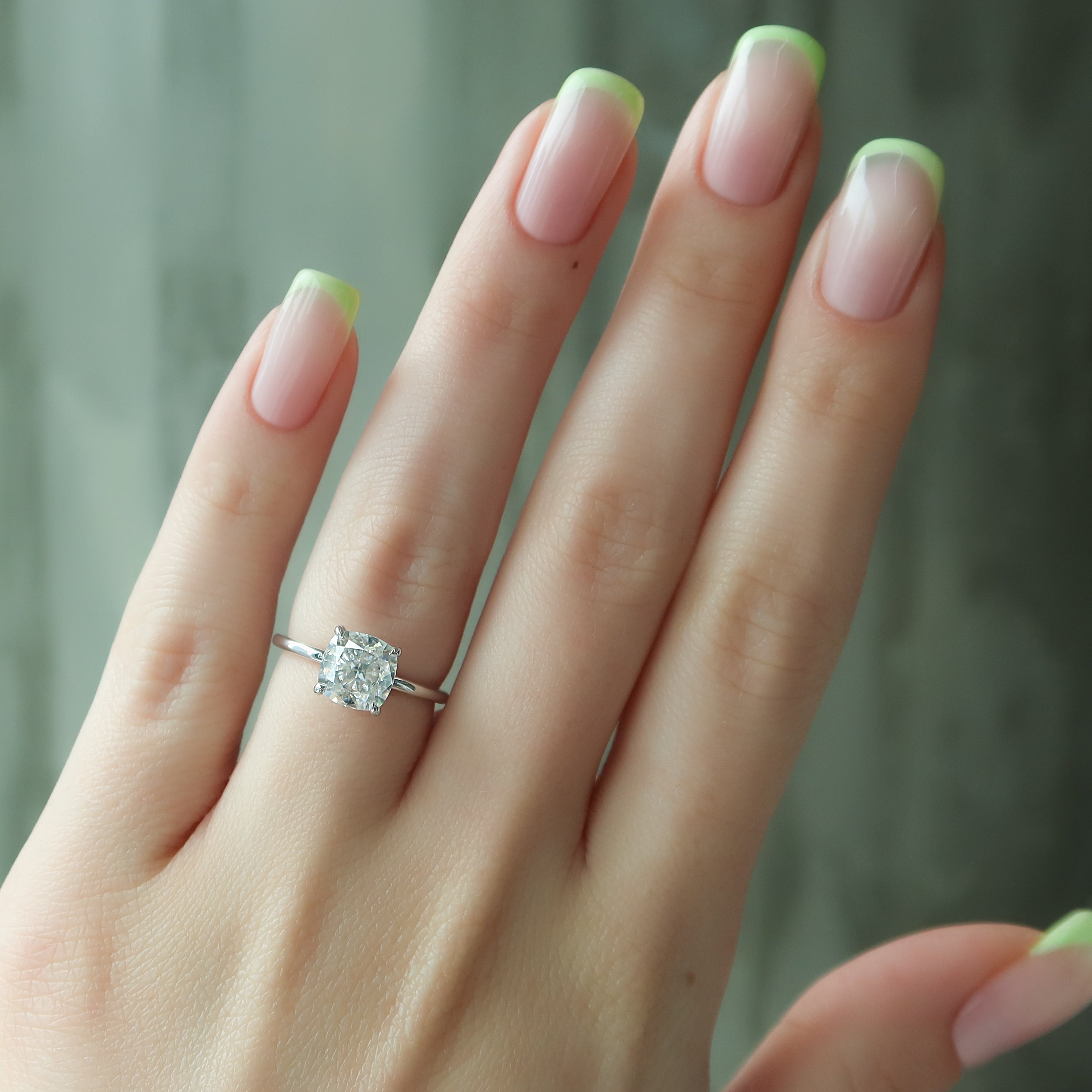 Luminous Glow 1.55 Carat VVS1 Lab-Grown Hidden Halo Engagement Ring in 18K White Gold Finger View