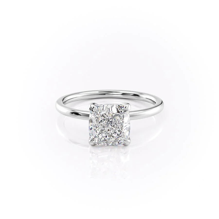 Luminous Glow 1.55 Carat VVS1 Lab-Grown Hidden Halo Engagement Ring in 18K White Gold Front View