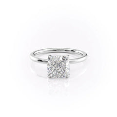Luminous Glow 1.55 Carat VVS1 Lab-Grown Hidden Halo Engagement Ring in 18K White Gold Front View