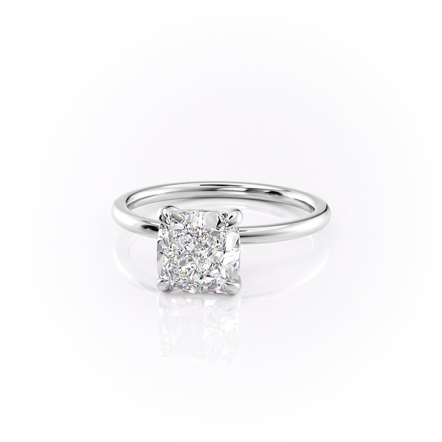 Luminous Glow 1.55 Carat VVS1 Lab-Grown Hidden Halo Engagement Ring in 18K White Gold Front View