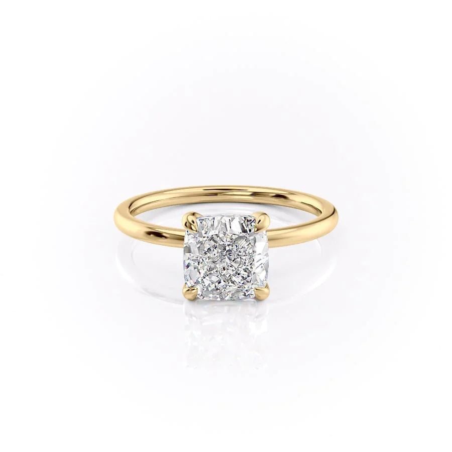 Luminous Glow 1.55 Carat VVS1 Lab-Grown Hidden Halo Engagement Ring in 18K Yellow Gold Front View