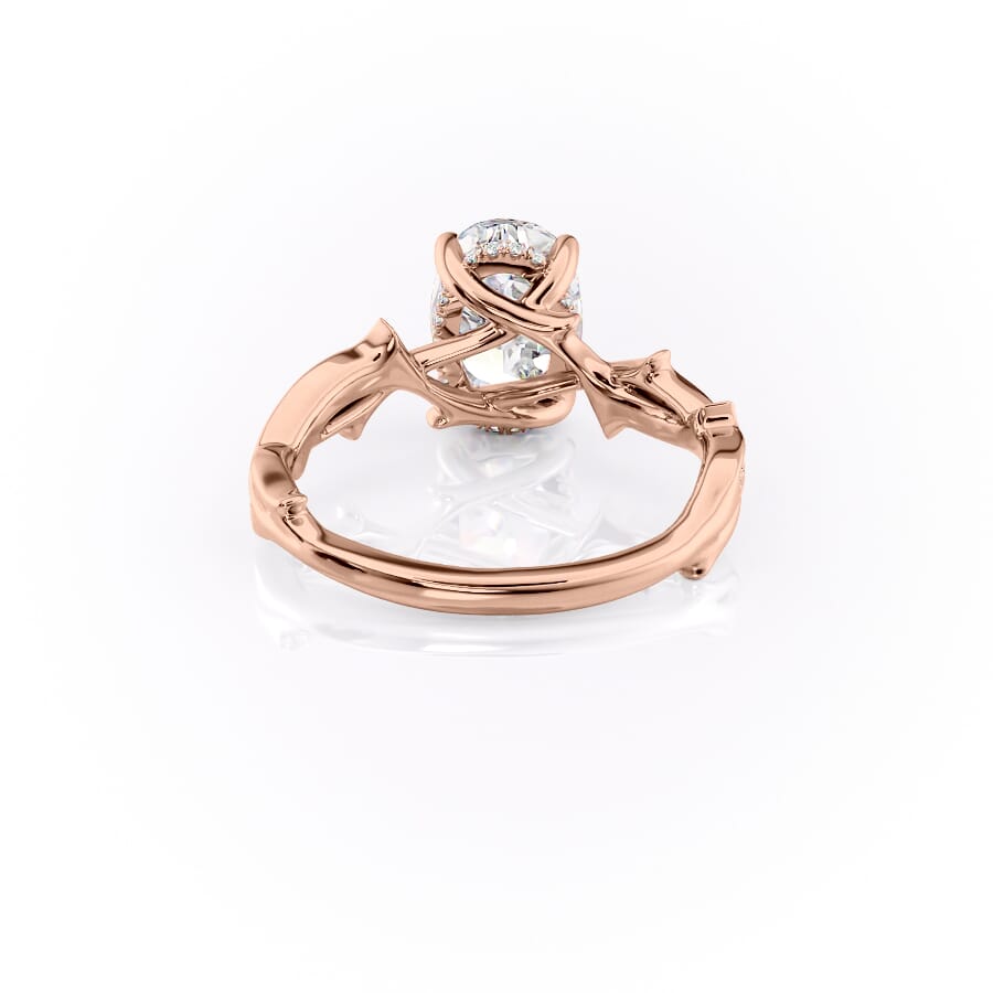 Luminous Glow 1 Carat VVS1 Lab-Grown Oval Pave Engagement Ring in 18K Rose Gold Back View