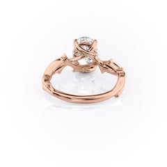 Luminous Glow 1 Carat VVS1 Lab-Grown Oval Pave Engagement Ring in 18K Rose Gold Back View