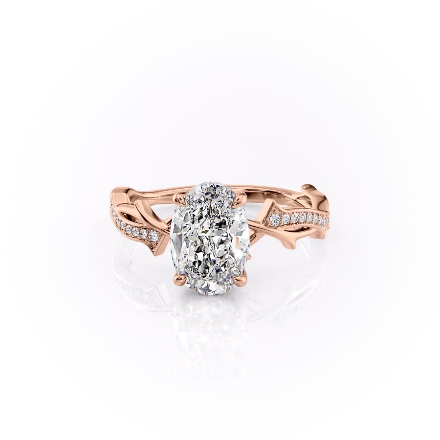 Luminous Glow 1 Carat VVS1 Lab-Grown Oval Pave Engagement Ring in 18K Rose Gold Front View