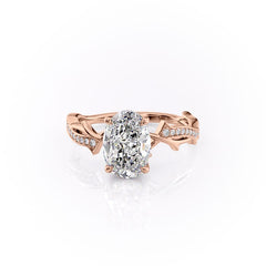 Luminous Glow 1 Carat VVS1 Lab-Grown Oval Pave Engagement Ring in 18K Rose Gold Front View