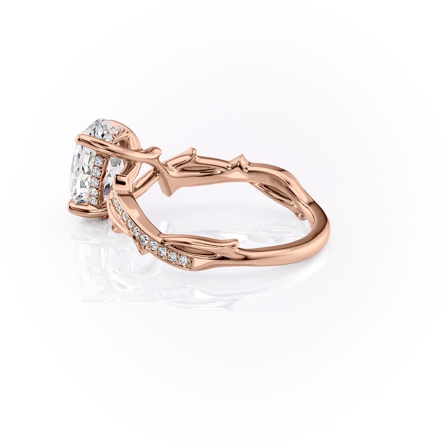 Luminous Glow 1 Carat VVS1 Lab-Grown Oval Pave Engagement Ring in 18K Rose Gold Left Cross View